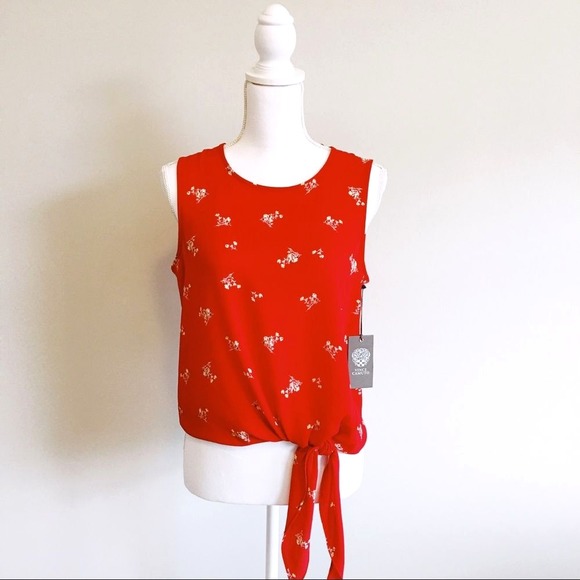 Vince Camuto Tie Front Sleeveless Blouse - Picture 2 of 6